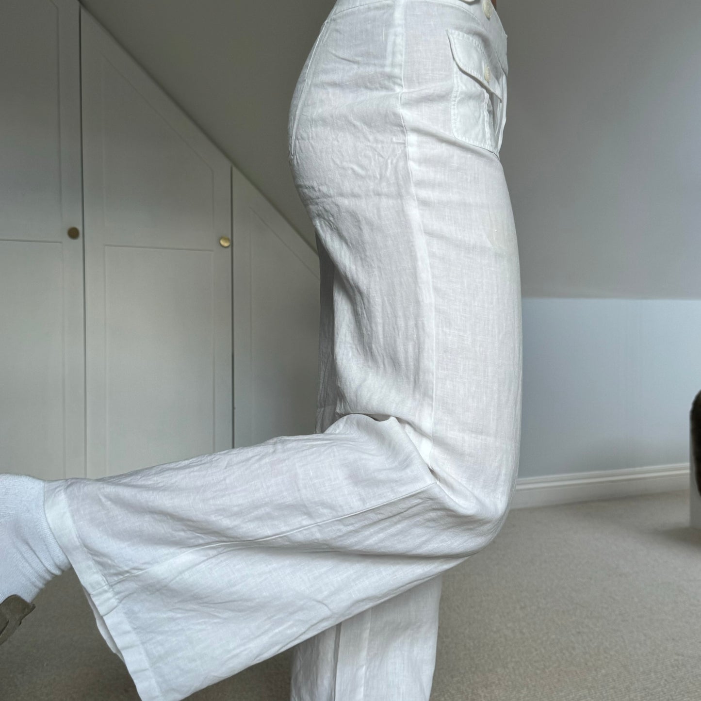 White linen trousers