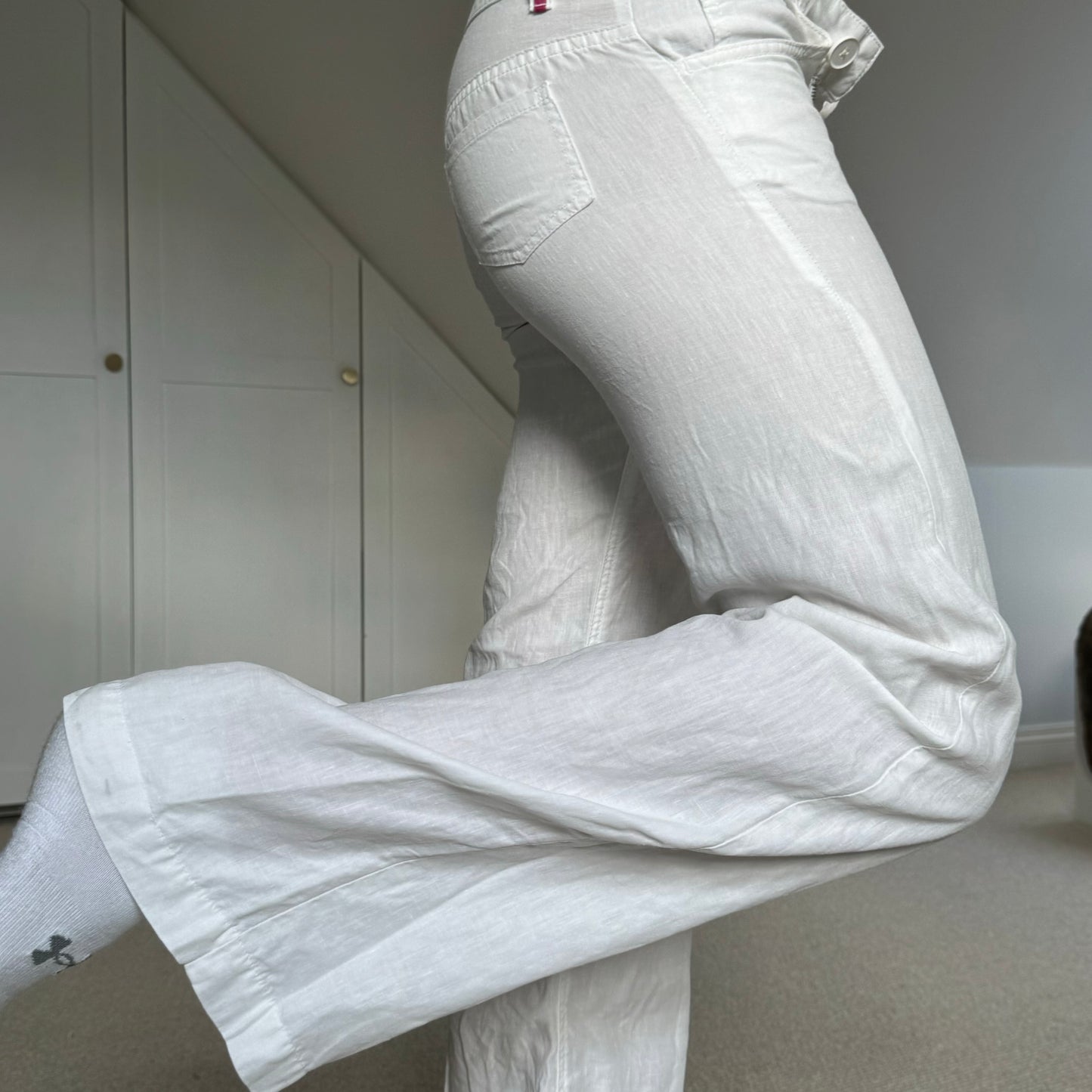 White linen trousers